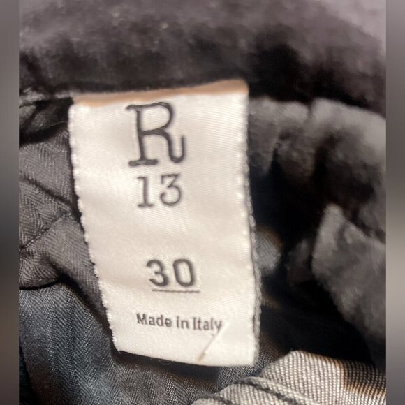 R13 Boy Skinny Low rise faded black Stylish Stretch Distressed Trendy jeans 30 - Picture 4 of 5